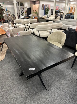 Eetkamertafel Wesley 160cm, Mango, zwart